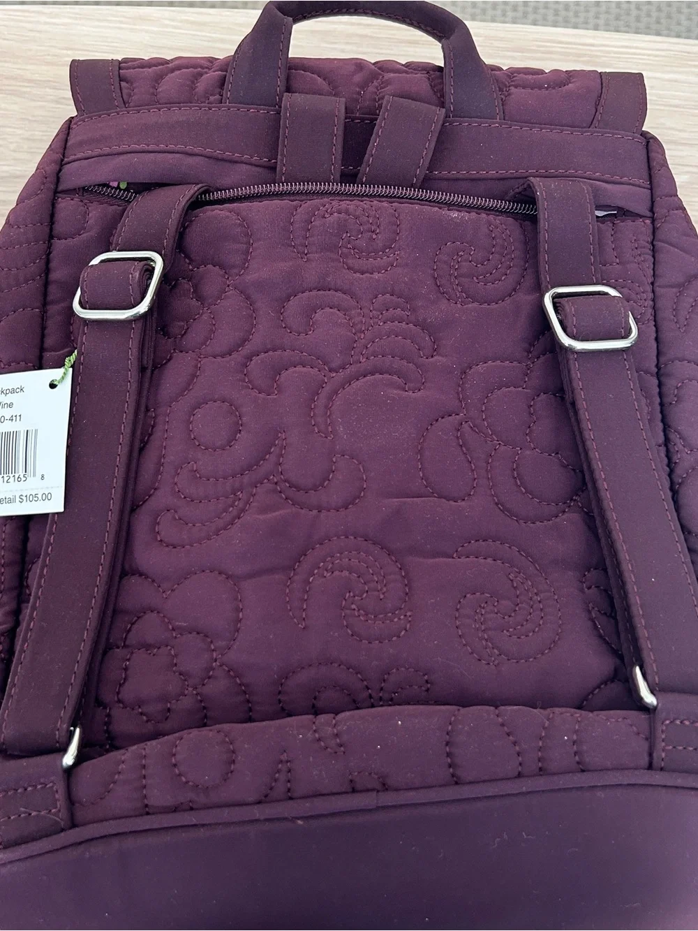 Vera Bradley Quilted Wine color Drawstring Backpack